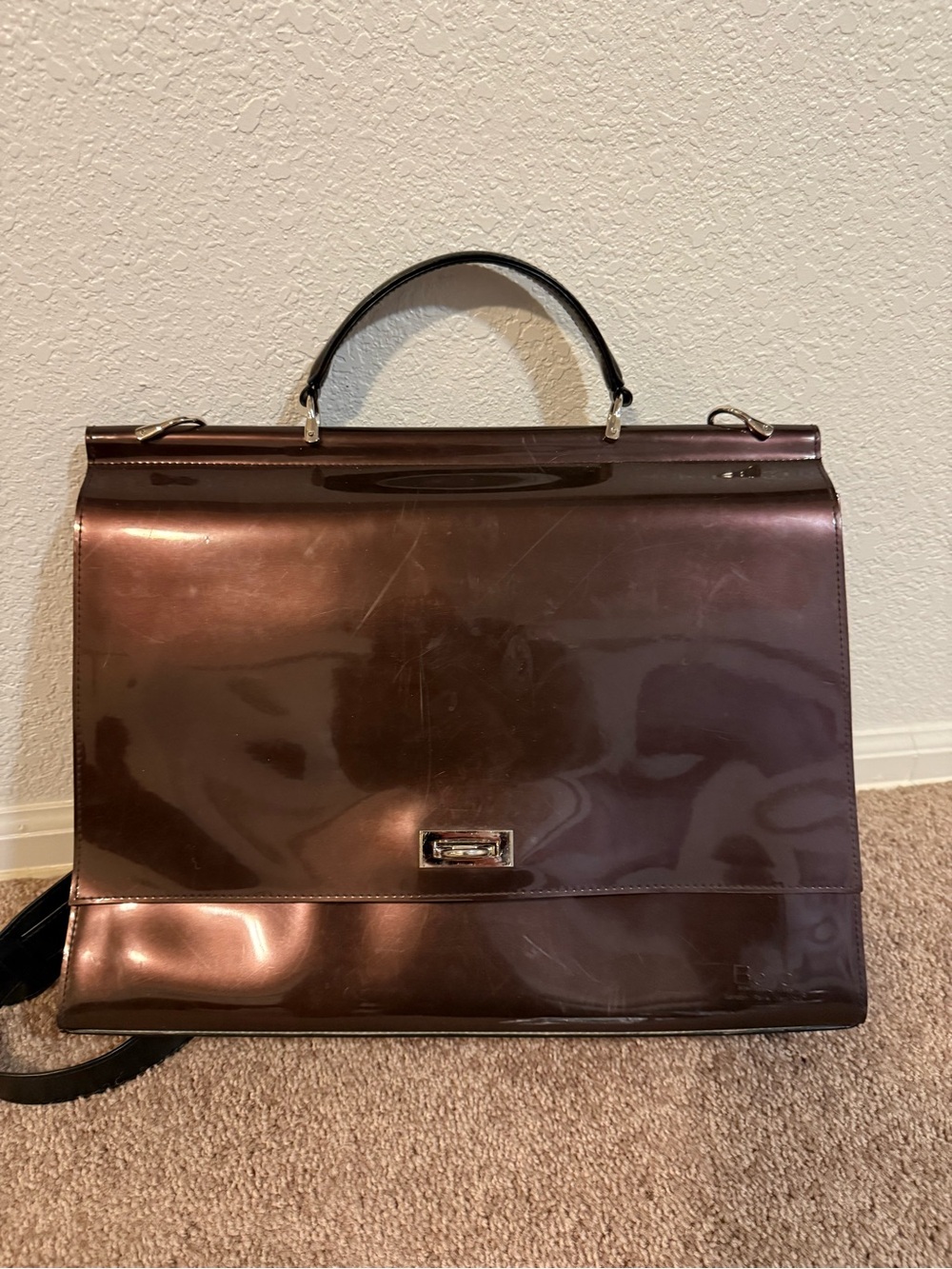 Beijo Glossy Chocolate Brown Women's Laptop Bag